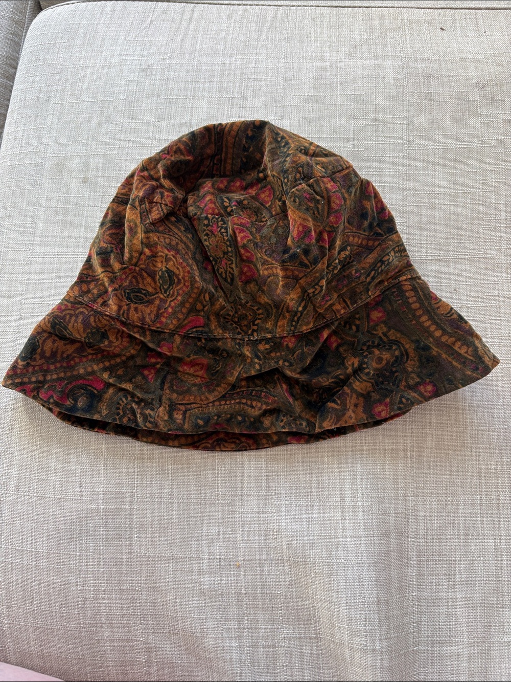 Women’s Boho Paisley Bucket Hat — Brown & Red